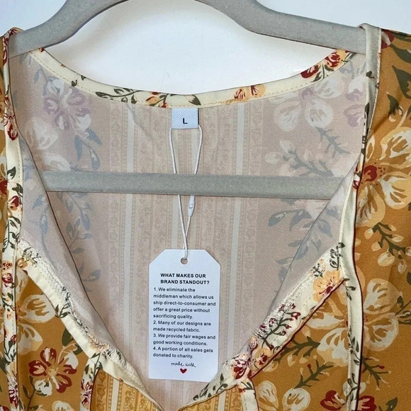 WOMEN’S LONG SLEEVE TOP FLORAL PRINT LIGHTWEIGHT SIZE LARGE - Picture 7 of 12